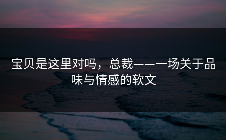 宝贝是这里对吗，总裁——一场关于品味与情感的软文