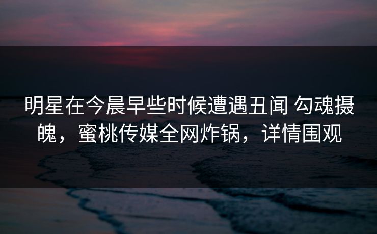 明星在今晨早些时候遭遇丑闻 勾魂摄魄，蜜桃传媒全网炸锅，详情围观