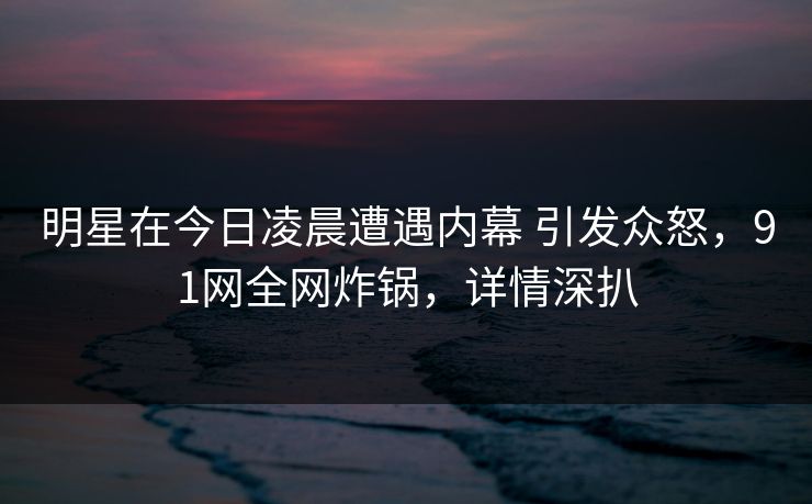 明星在今日凌晨遭遇内幕 引发众怒，91网全网炸锅，详情深扒