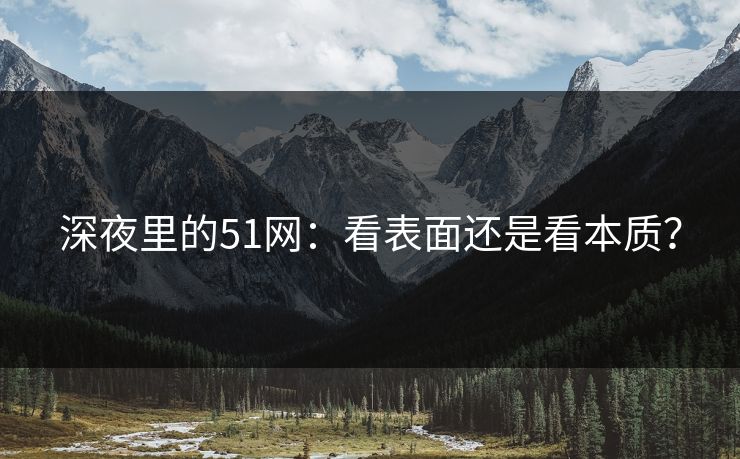 深夜里的51网：看表面还是看本质？